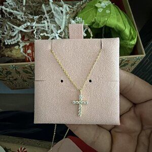 14K Gold Plated Cubic Zirconia Cross Necklace for Women
